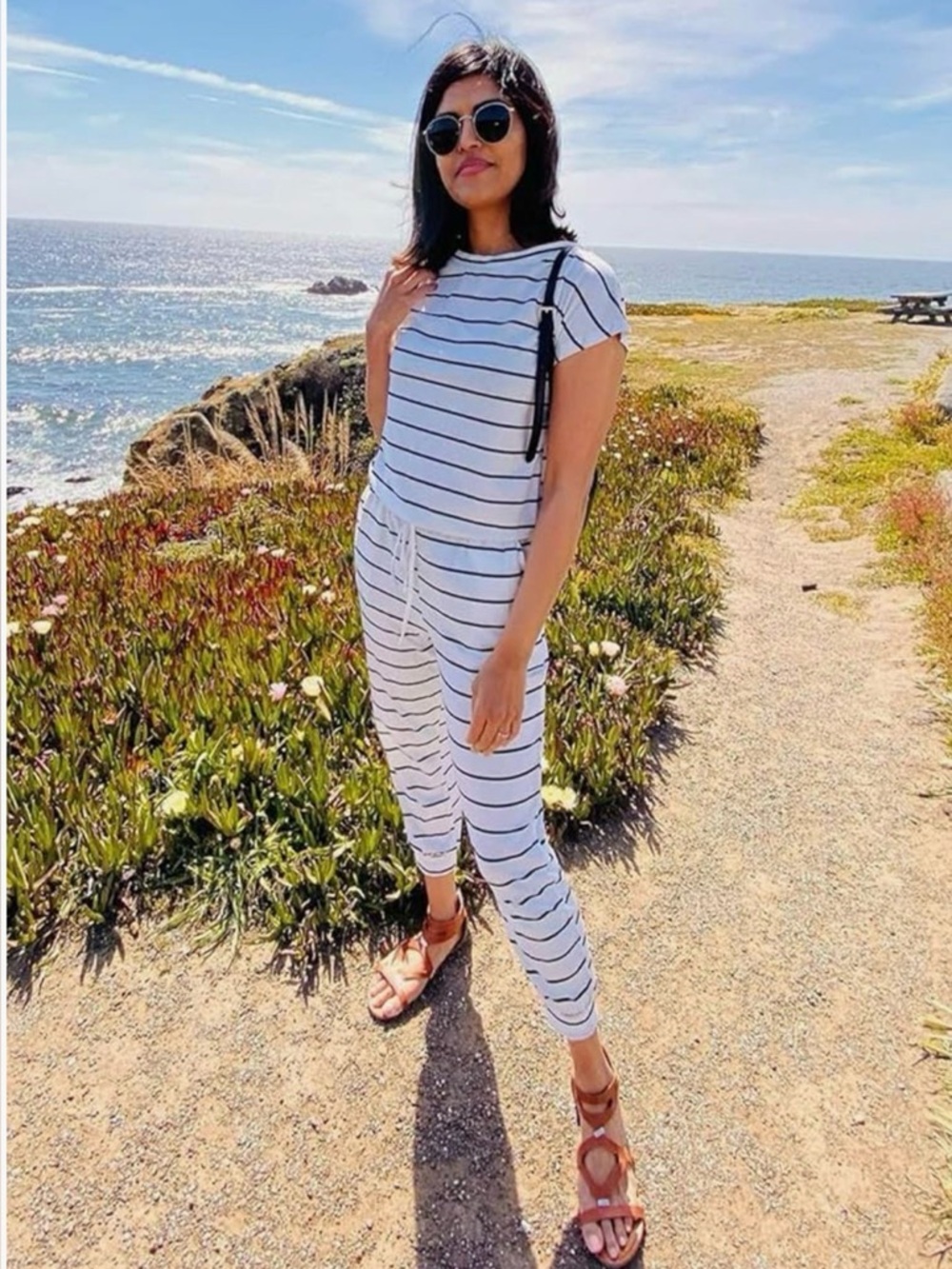 Love Stitch and Reformation fans will love this striped jumpsuit with pockets